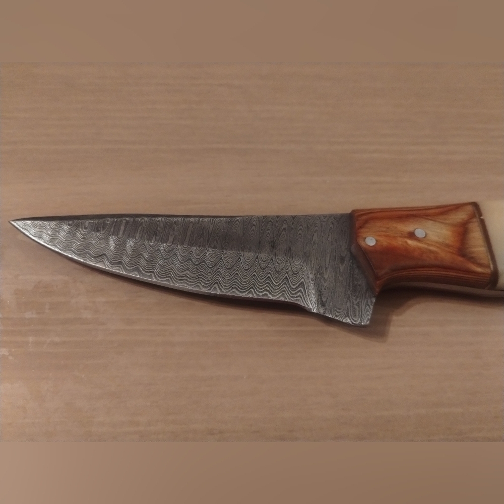 New Men's Damascus Steel Blade Hunting Knife With Sheath - Picture 6 of 10
